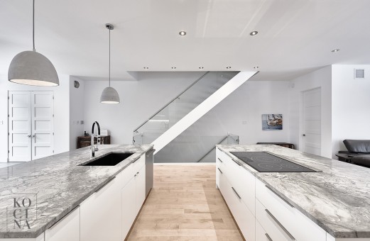 double îlots de cuisine gris modernes